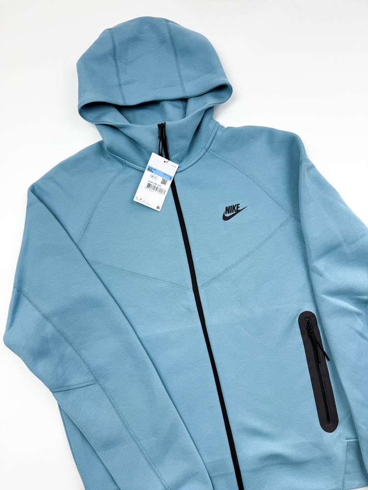 Оригінал! Чоловіче Зіп Худі Nike Tech Fleece блакитне (S/M/L) / Нове!