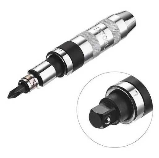 Ударная отвертка с насадками в металлическом футляре INTERTOOL HT-0431