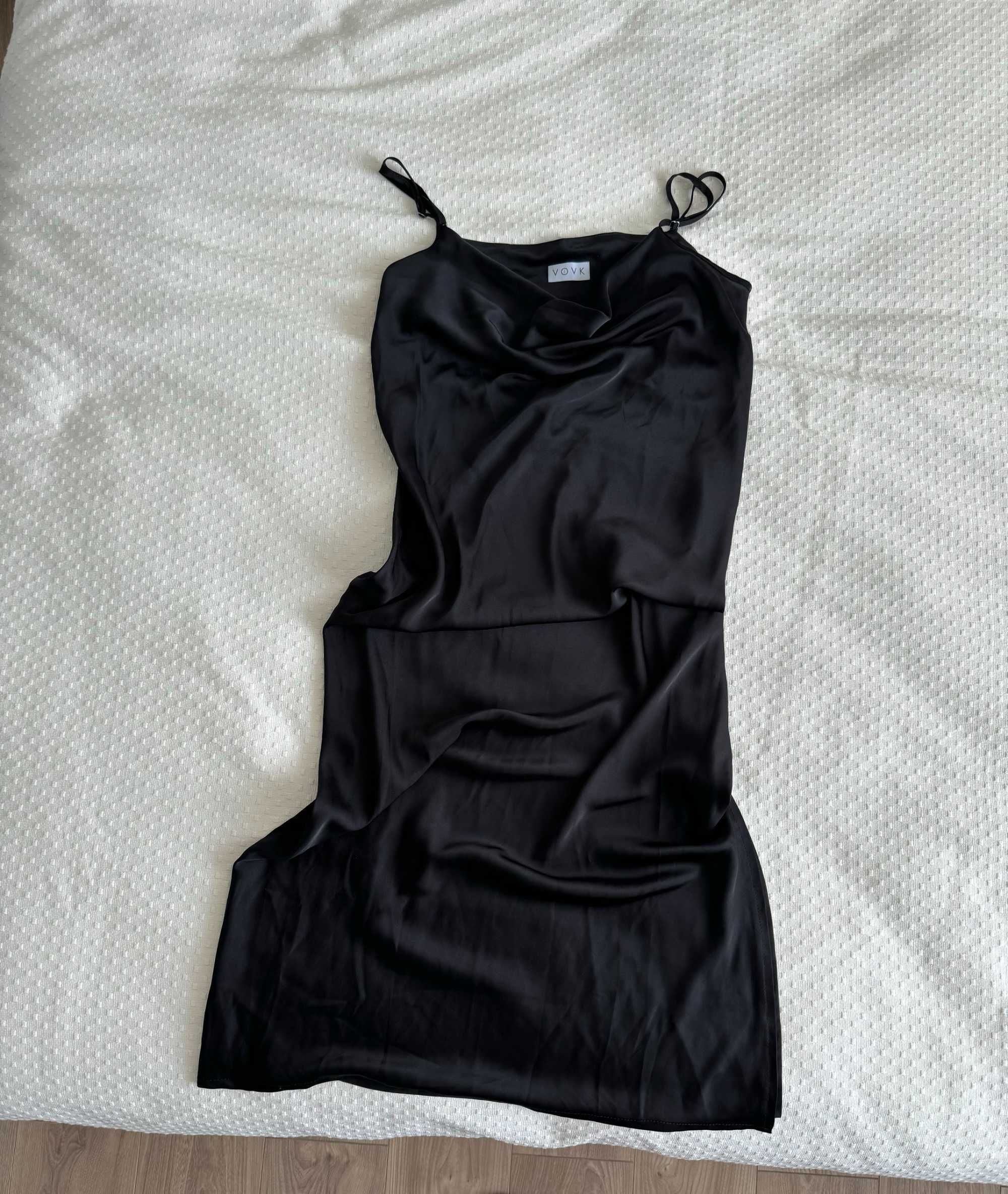 Сукня-комбінація Vovk з розрізом штучний шовк чорна