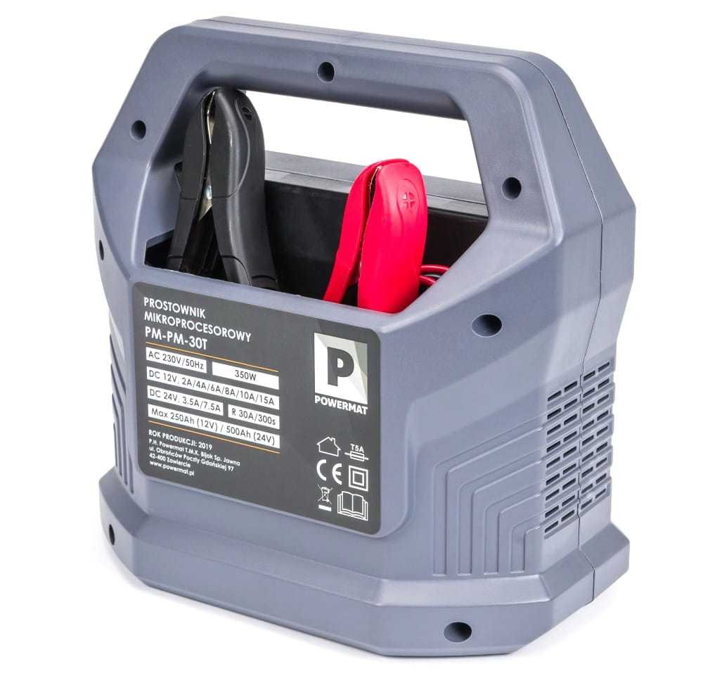 POWERMAT Prostownik Mikroprocesorowy Akumulatorowy 12v 24v PM-PM-30T