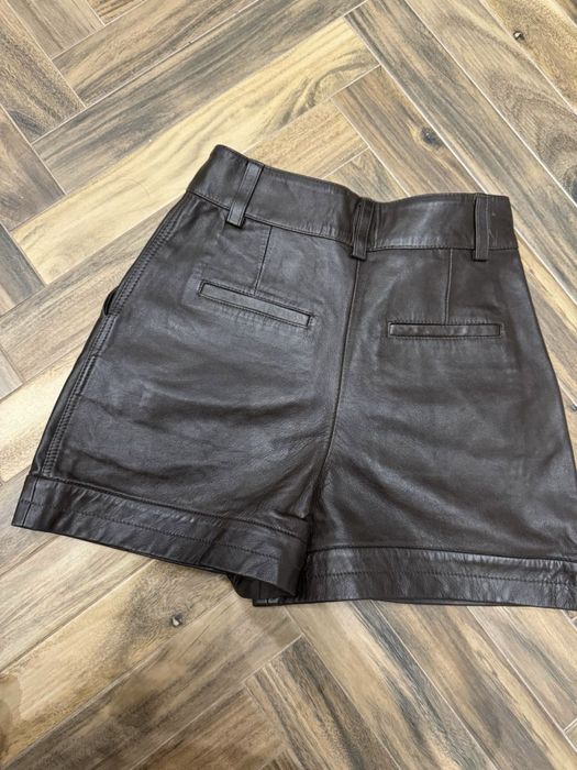 Шорты Maje натуральная кожа коричневые