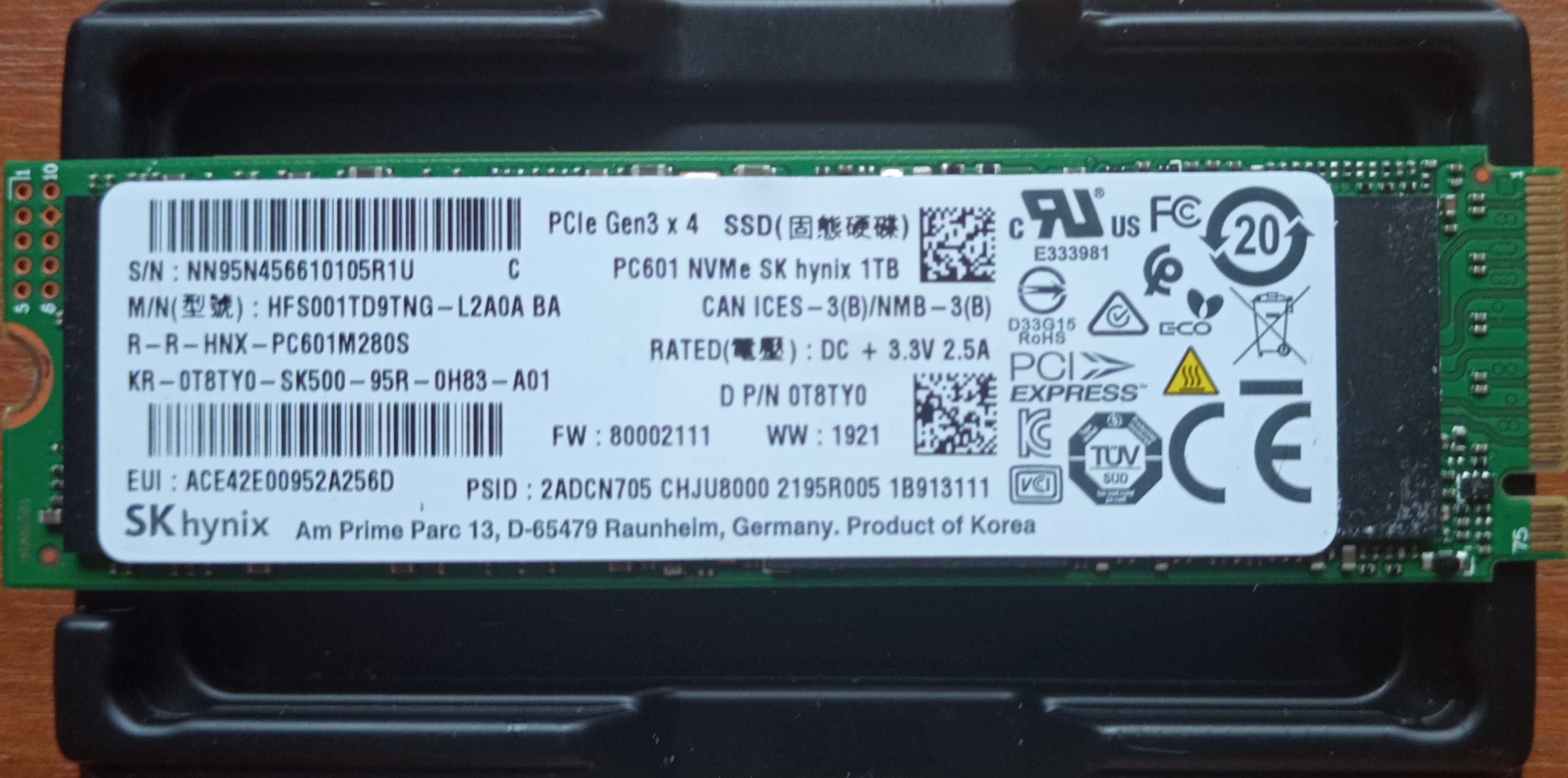 MEGA Szybki Dysk SSD SK HYNIX  1TB NVMe PC601  !