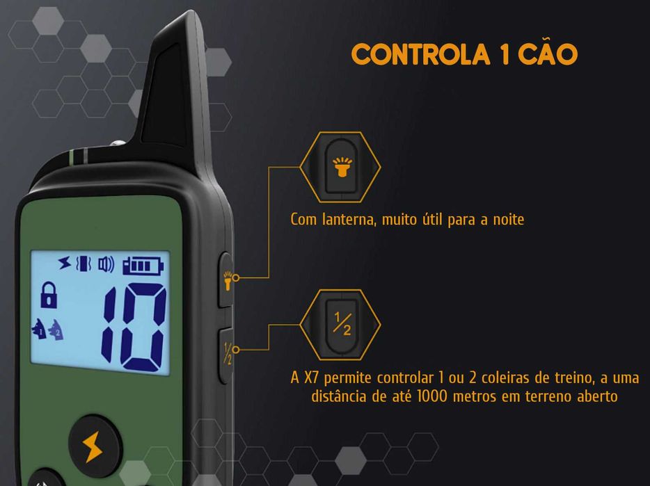 Coleira adestramento à distância para 1 cão com alcance de 1000 metros