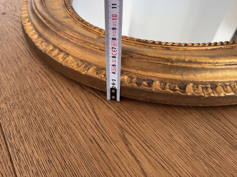 Lustro okrągłe ścienne złote vintage duże 65x55cm