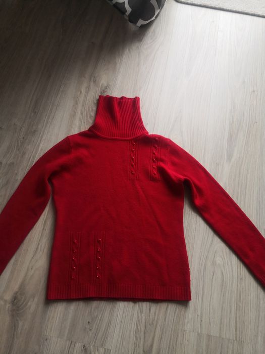 Golf sweter czerwony gruby M