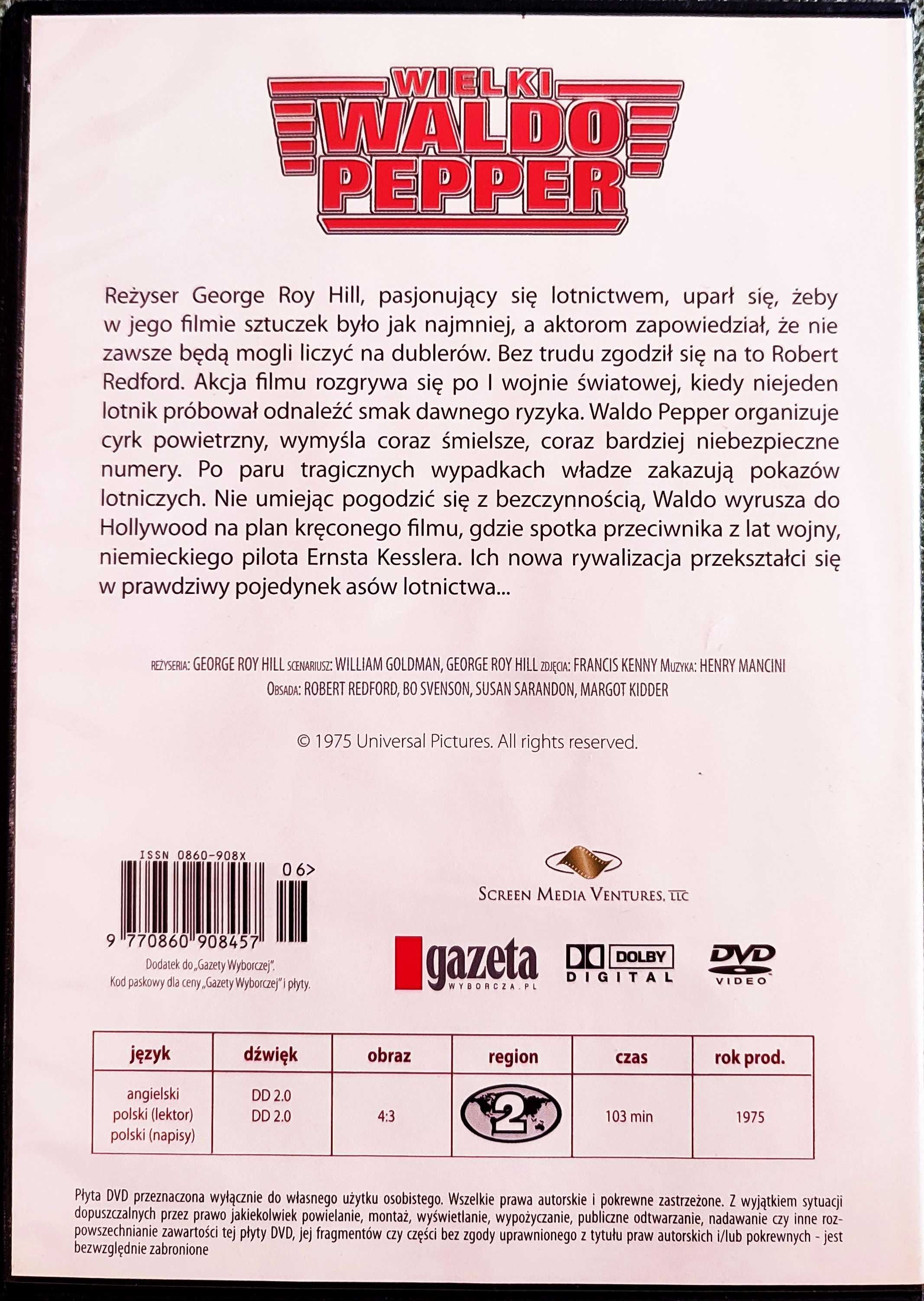 Film DVD Wielki Waldo Pepper. Robert Redford, Susan Sarandon