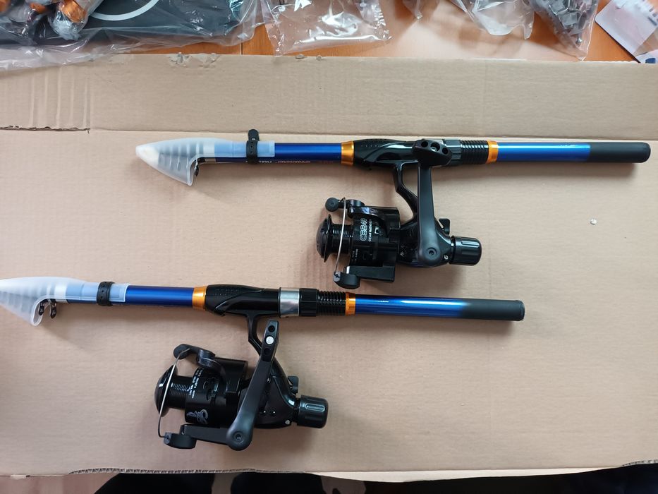 2x wędka teleskopowa 3m z kołowrotkiem nowa.