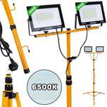 Projetor LED 2x100W com Tripé Telescópico Cor Branca Fria 6500K