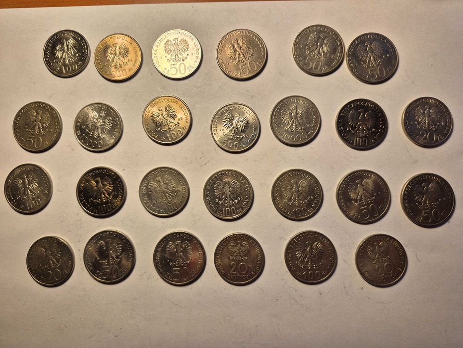Monety okolicznościowe PRL 20, 50, 100, 500, 10000 zł, króle, 26 szt.