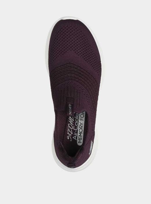 Жіночі сліпони skechers / оригінальні сліпони бордового кольору