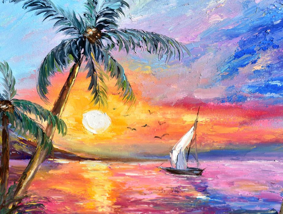 Морський пейзаж, двп, 30х30