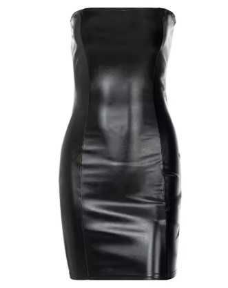 prosta czarna sukienka ze sztucznej skóry Bodycon Tube