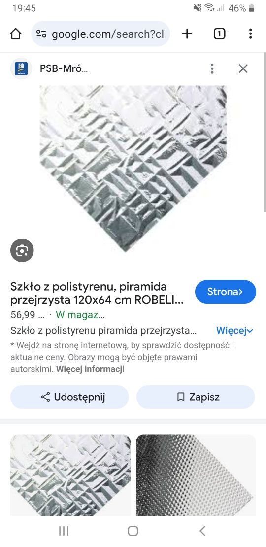 Pleksa plexa szkło z polistyrenu 120x64cm 2szt. Nowe