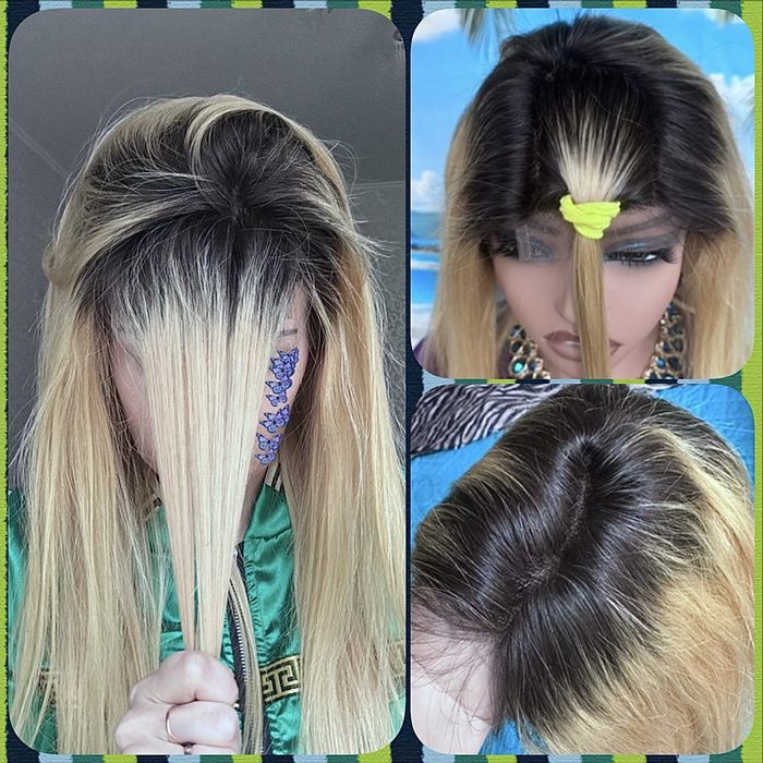 Натуральный парик славянка детские волосы с имитацией кожи блонд 70 см