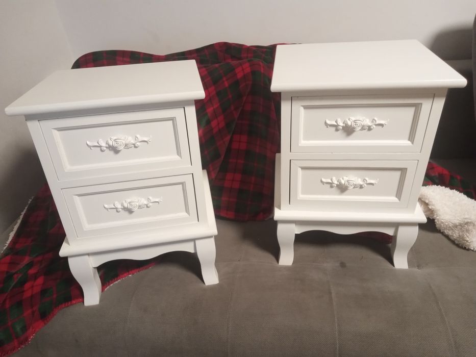 Szafka nocna glamour biała 2 sztuki