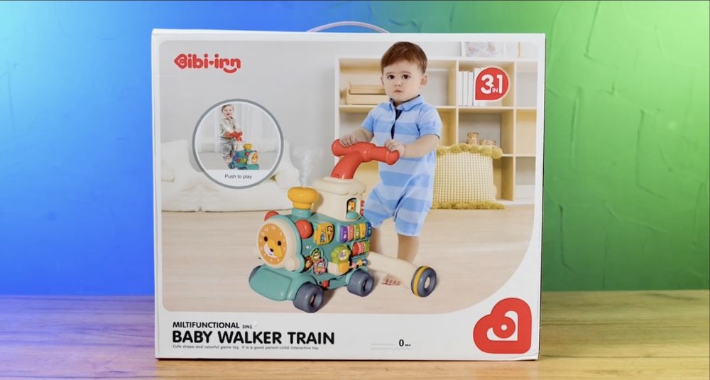 Каталка-ходунки + ігровий центр (звук, підсвітка, піаніно, сортер)