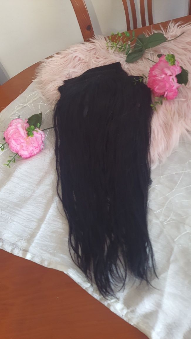 Mega hair tic tac de Cabelo Humano Natural – Liso Molhado, Cor Preto