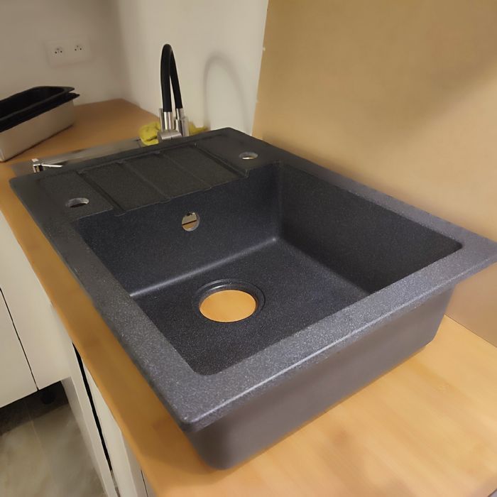 Zlewozmywak granitowy czarny 62x44cm