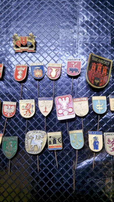 Zestaw 48 przypinek - Polskie miasta