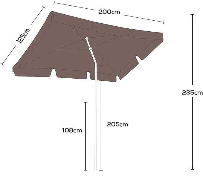 Sekey, Prostokątny Parasol Ogrodowy, Beżowy, 200x125cm, jak NOWY