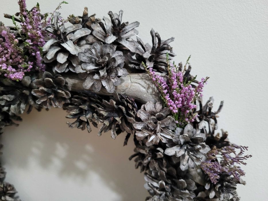 Wieniec z wrzosem styl boho 40 cm