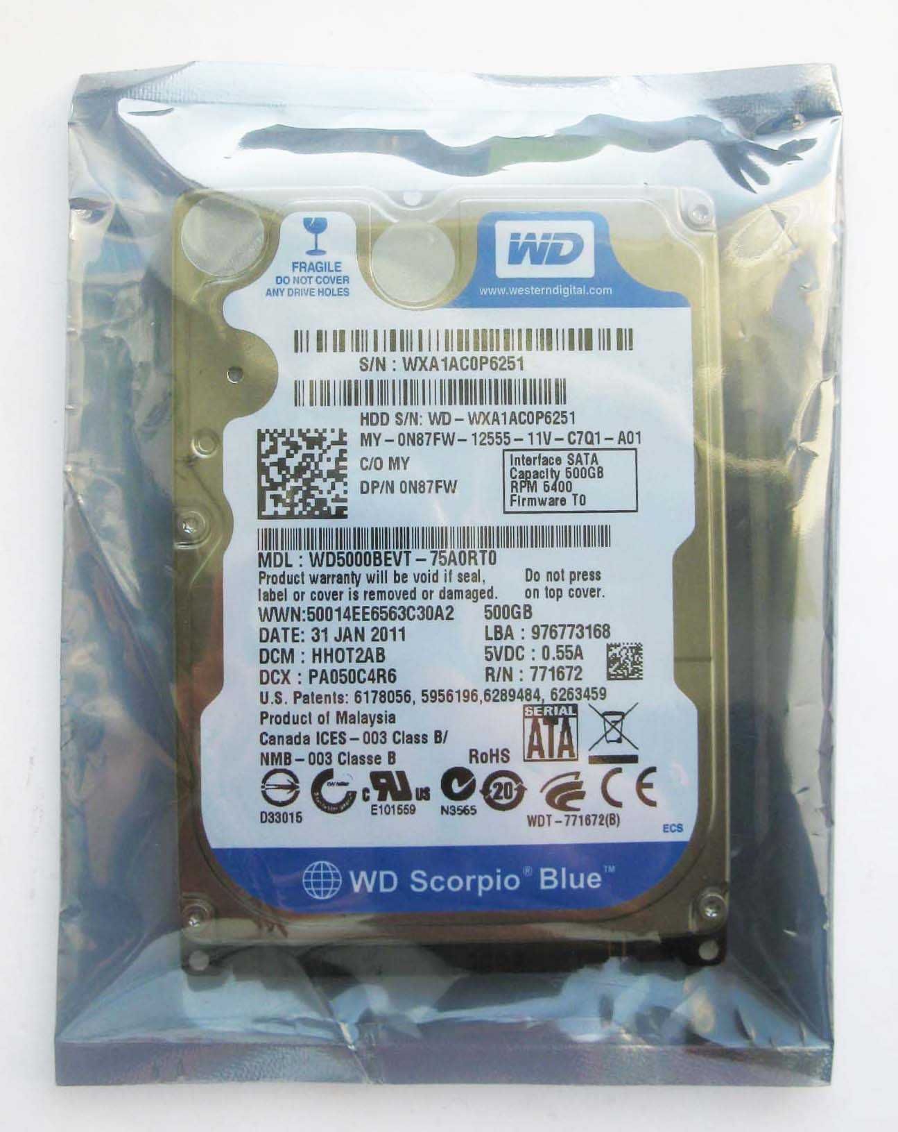 WD Blue 500GB BEVT SATA2 (Новый, для ноутбука)