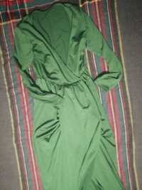 Платье длинное темно-зеленое
