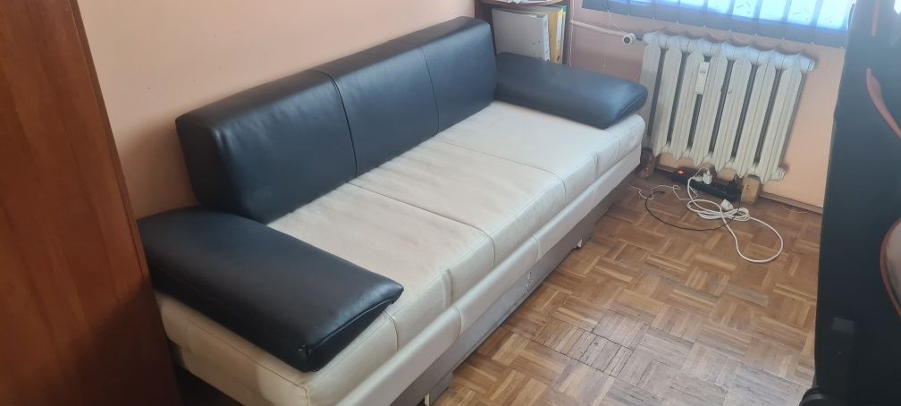 Sofa łóżko rozkładane z funkcją spania 160x200 skóra naturalna