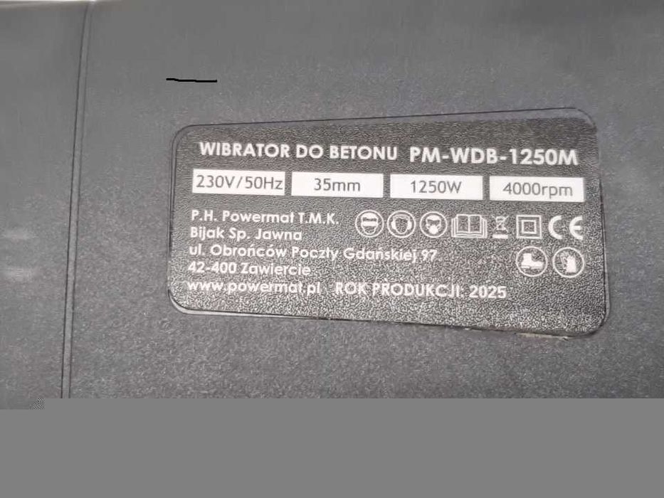 Wibrator do betonu Powermat 1250W Sk