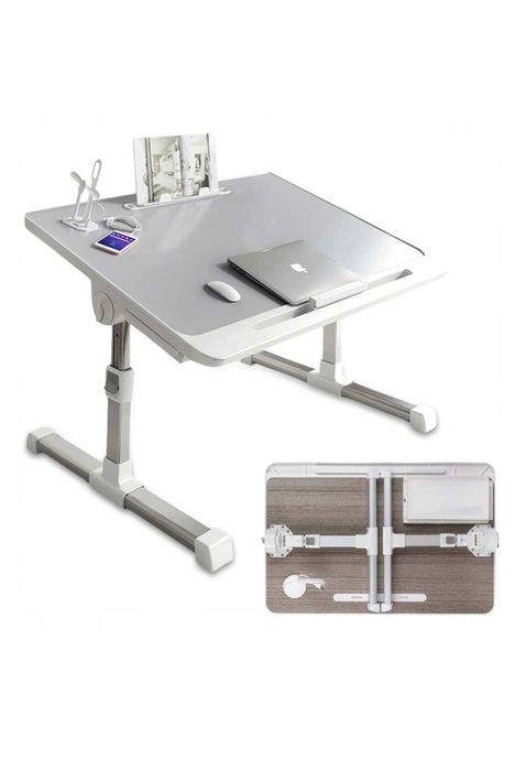 Składalny Stolik Pod Laptopa Książkę Do Łóżka Podstawka Lampa Szuflada