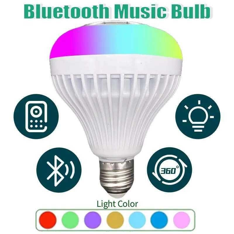 Żarówka muzyczna Bluetooth LED RGB pilot.