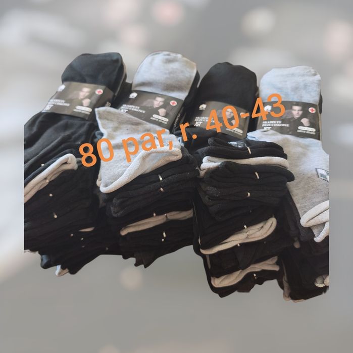 Wyprzedaż 80 par skarpety męskie zdrowotne bezuciskowe 100% bawełna r.