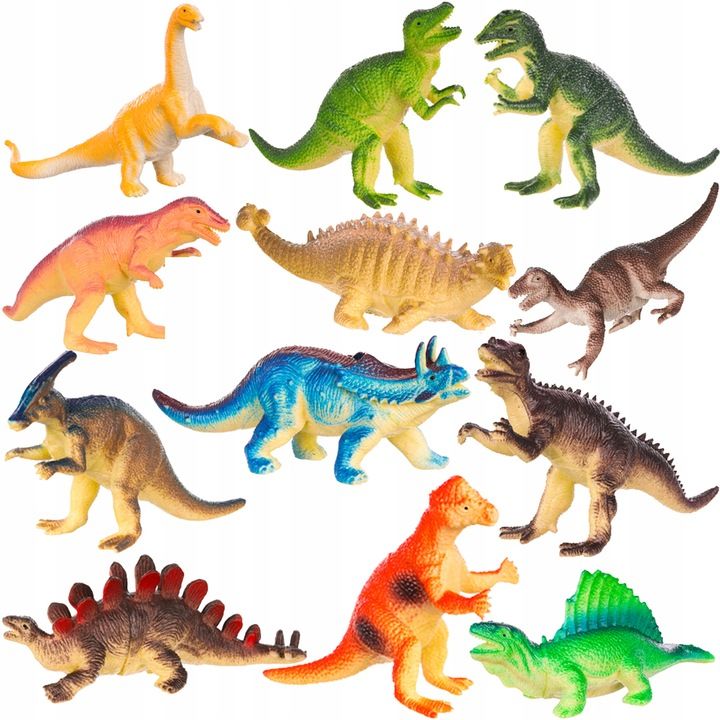 Duży Zestaw Dinozaury Figurki Park Zwierząt 12szt Dla Dzieci Na Prezen