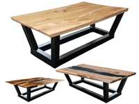 Stół RUTEN żywica drewno metal krzesła do jadalni salonu i ogrodu