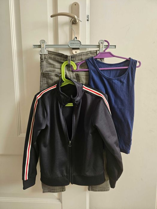 zestaw ubrań bluza jeansy spodnie kurtka koszulki 116 122 hm zara
