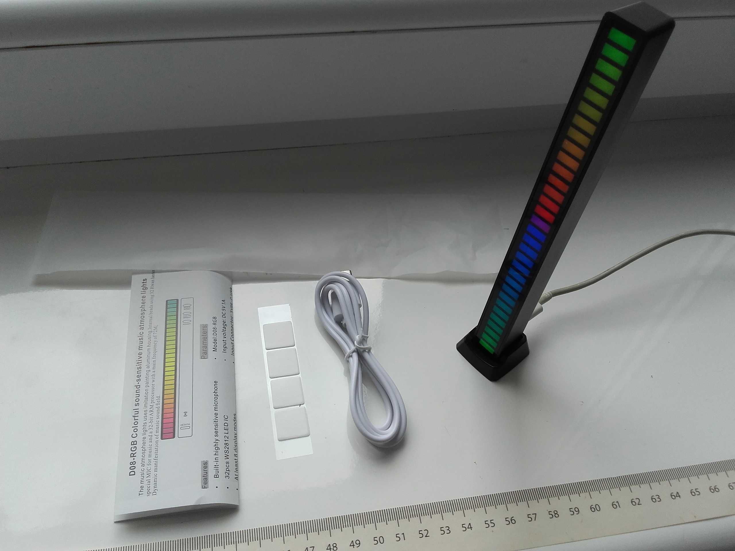 Oświetlenie RGB 32 diody, sterowane dźwiękiem, USB z podstawką, różneA