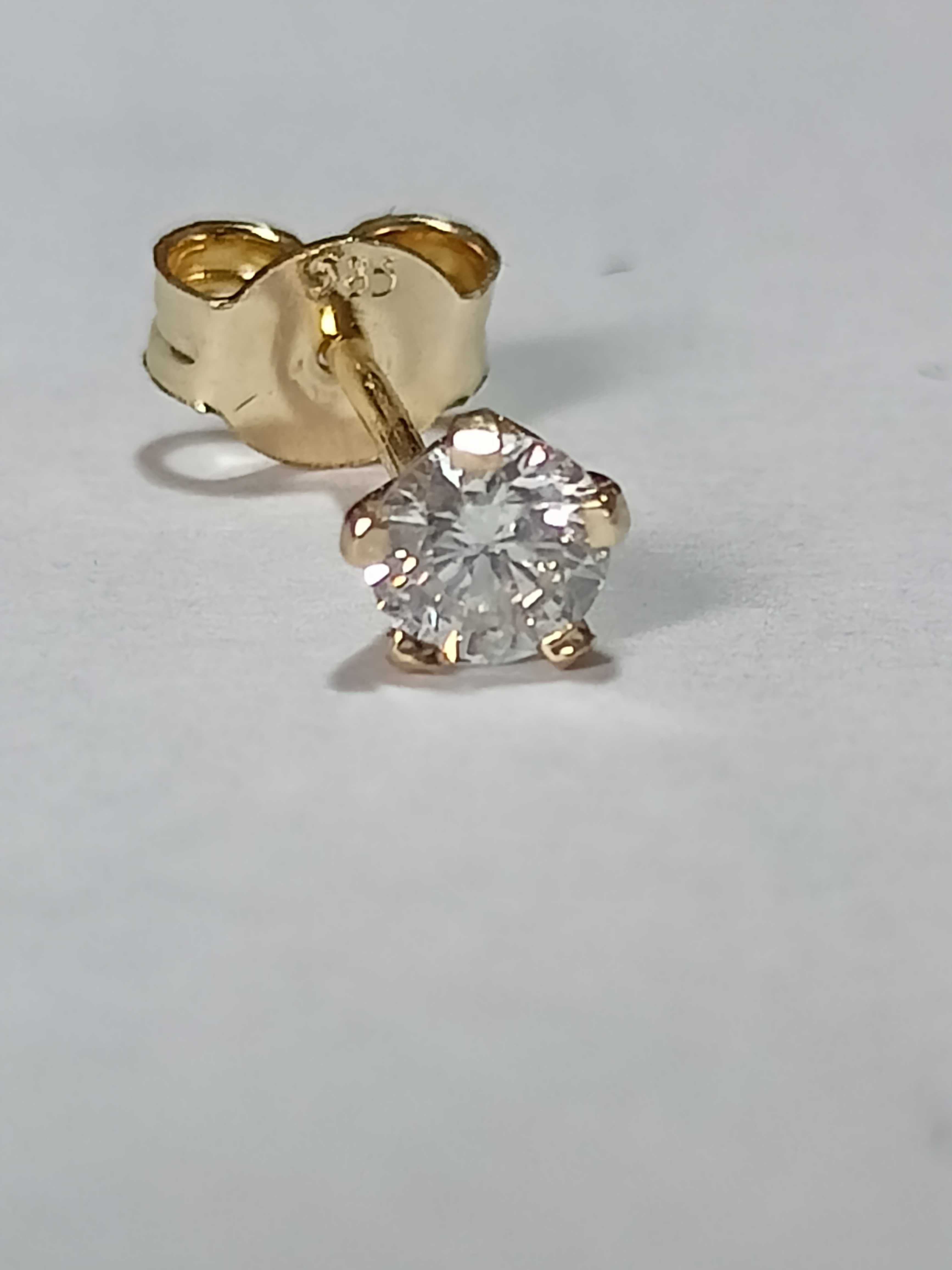 Kolczyki złoto 585 z brylantami 0,52ct ( certyfikat )