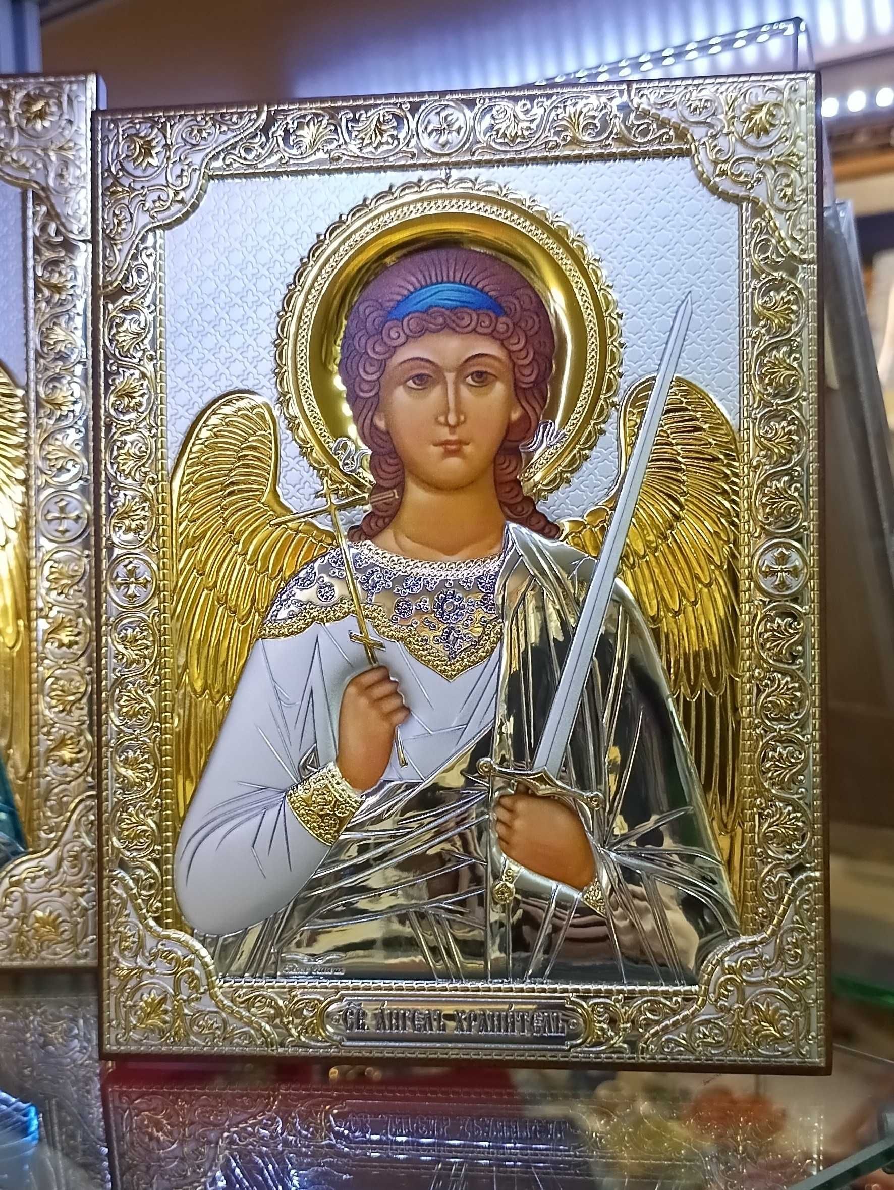 Икона с серебром Греция. Серебряная икона