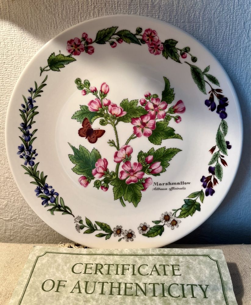 *KOMPLET 8 Elegancki ROYAL WORCESTER ZIOŁA MOTYL Vintage Kwiaty Talerz