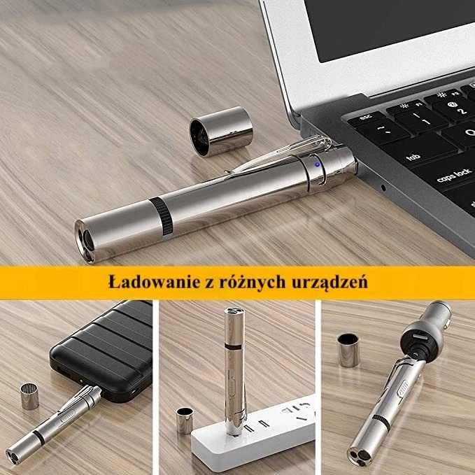Laser Latarka LED USB Klips Dla Kota Kot Wzorki UV