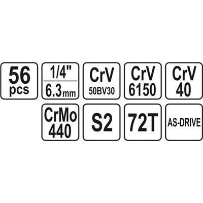 Zestaw narzędziowy 1/4" kpl 56el Yato