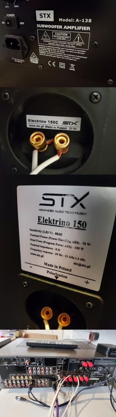 STX Electrino kolumny + subwoofer + centralny + yamaha amplituner