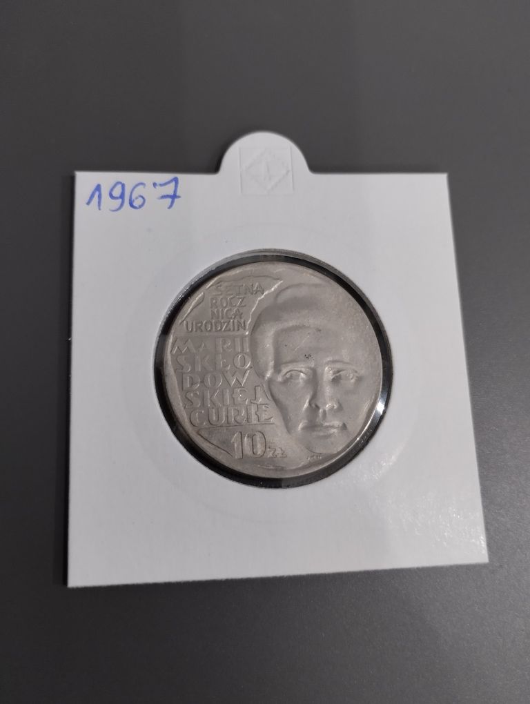 Marii Skłodowskiej-Curie 10zł moneta PRL  1967r