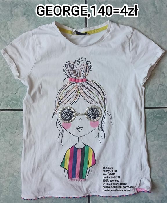 T-shirt dziewczęcy lalka w koku.