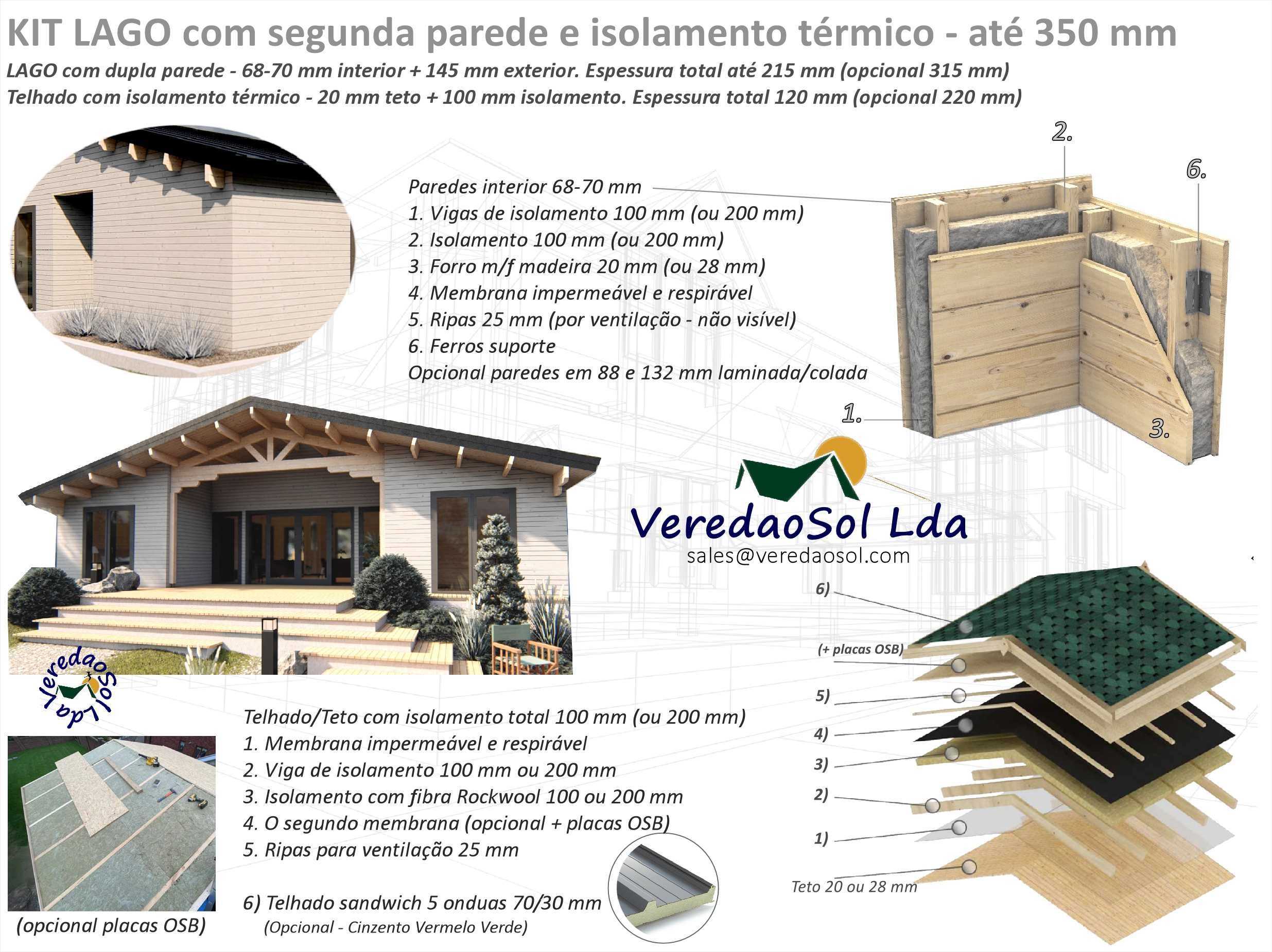 KIT Casa Madeira LAGO / Takoma 12x8m Cobertura 115m² Terraço 21m² - T4