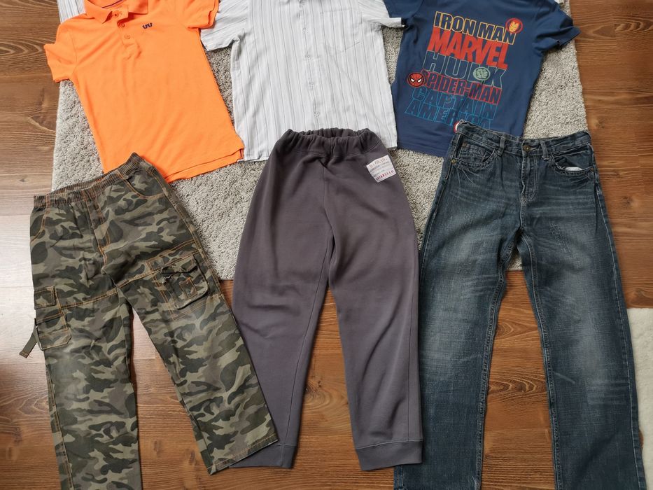 PAKA ubrań dla chłopca 146 152 spodnie bluzy koszule