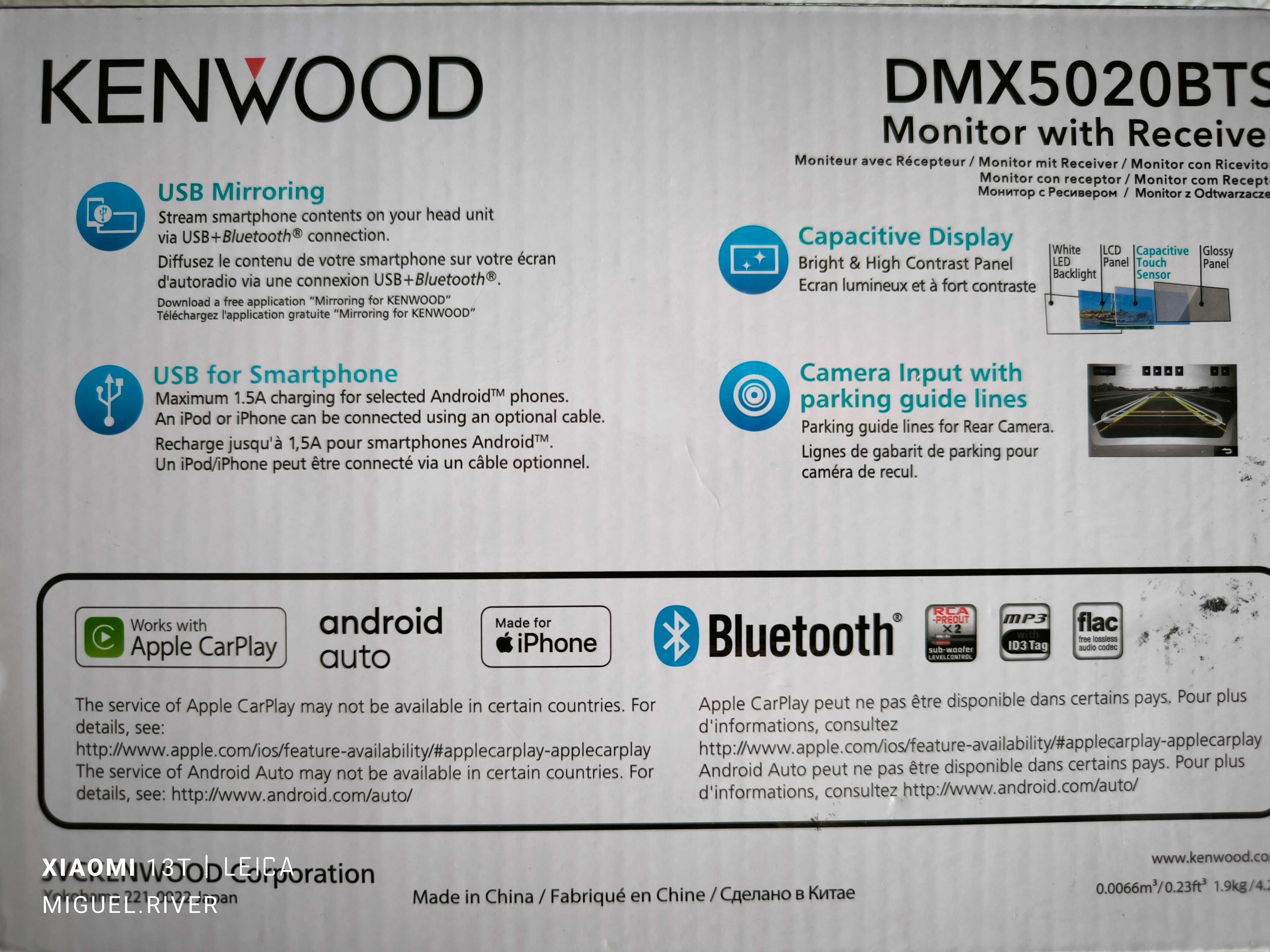 Radio KENWOOD usado 2 meses.Apple CarPlay