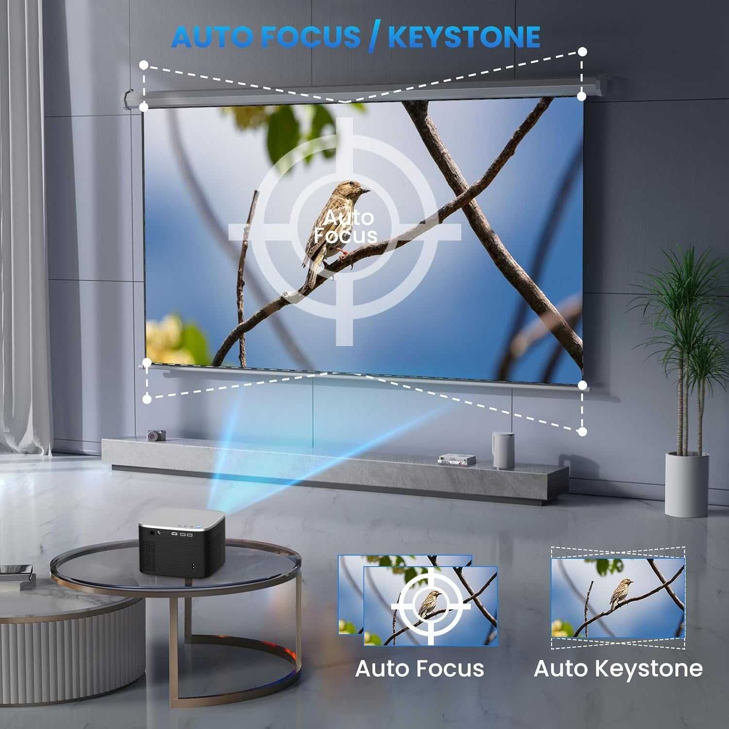 Auto Focus/Keystone] Projektor Groview z WiFi i Bluetooth,