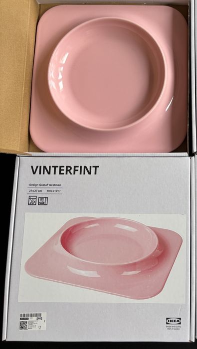 2 talerze różowe IKEA Vinterfint - projekt Gustaf Westman