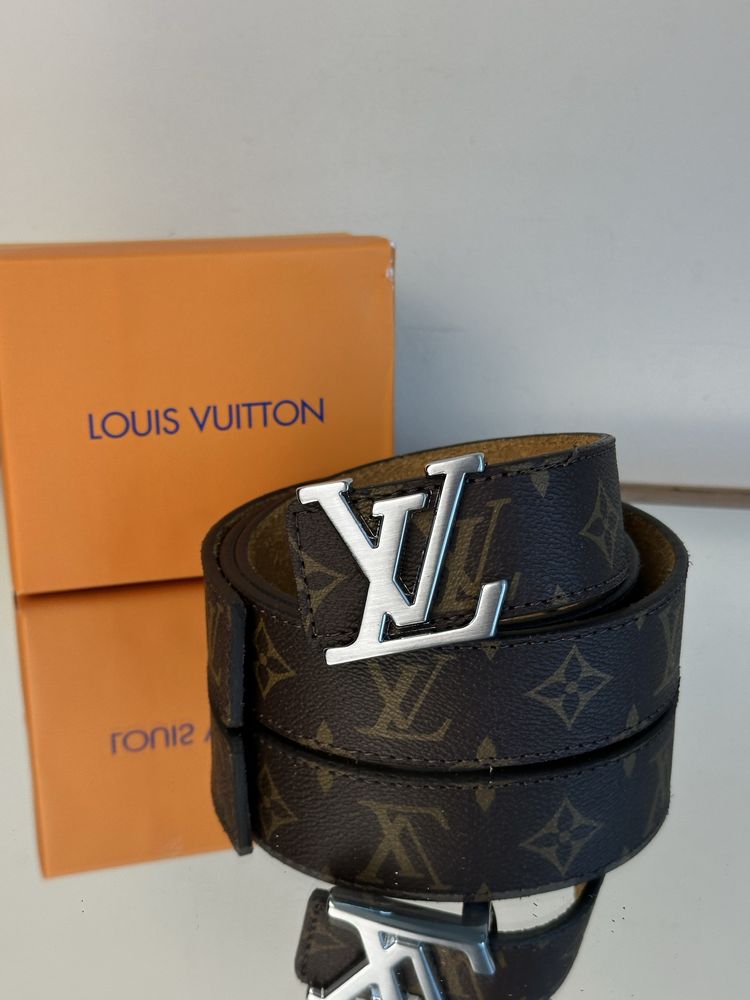 Skórzany pasek Louis Vuitton monogram skóra naturalna LV brązowy